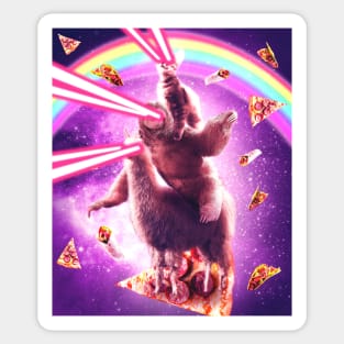 Laser Eyes Space Cat Riding Sloth, Llama - Rainbow Sticker